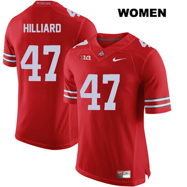 Ohio State Buckeyes Women's Justin Hilliard #47 Red Authentic Nike College NCAA Stitched Football Jersey XA19T32IB